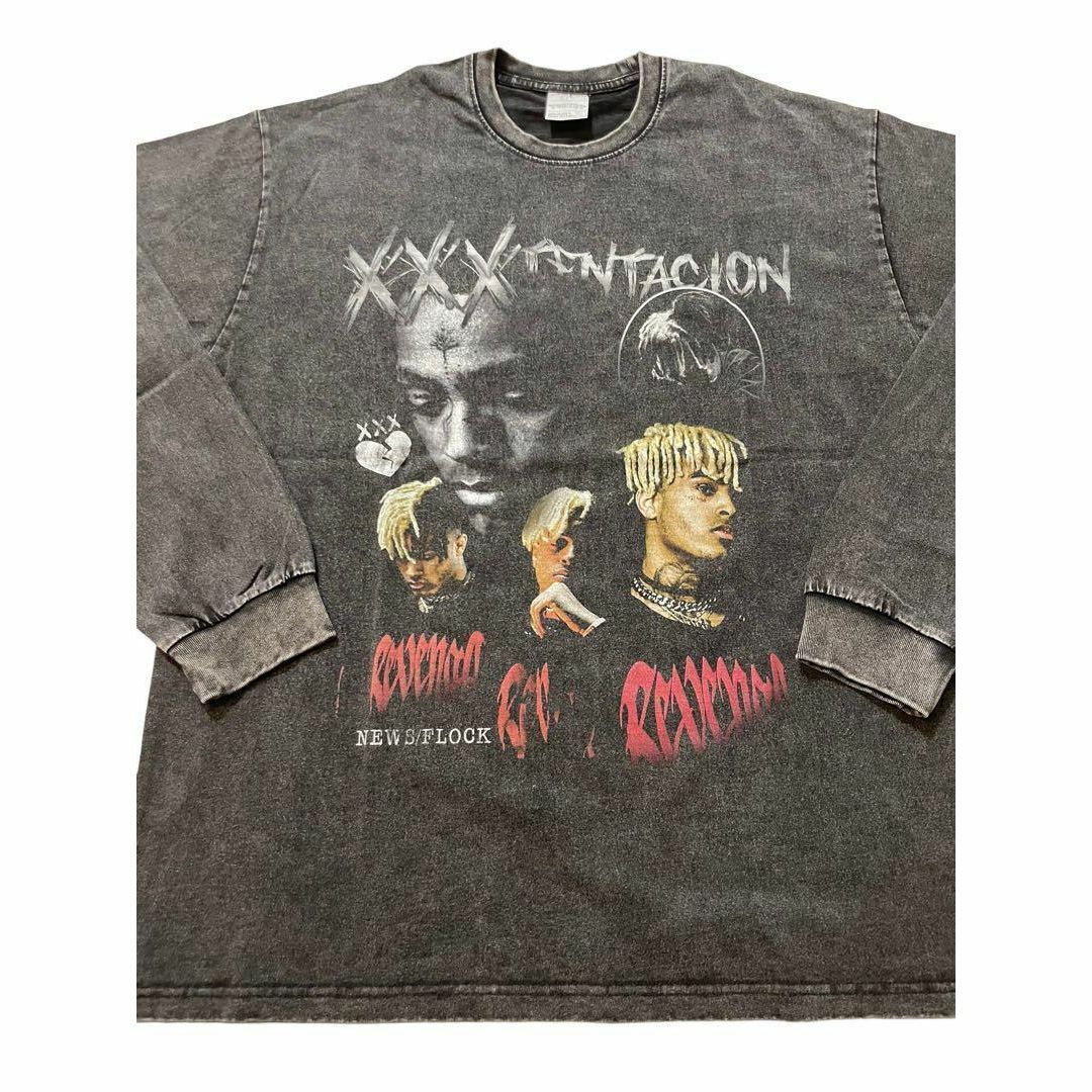 XXXTentacion　リベンジ　ヴィンテージ加工　長袖Tシャツ　ブラック　L