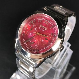 ワイアード(WIRED)の極美品【稼働品】SEIKO　ワイアード　レッド　シルバー　ゴールド　ソーラー(腕時計)