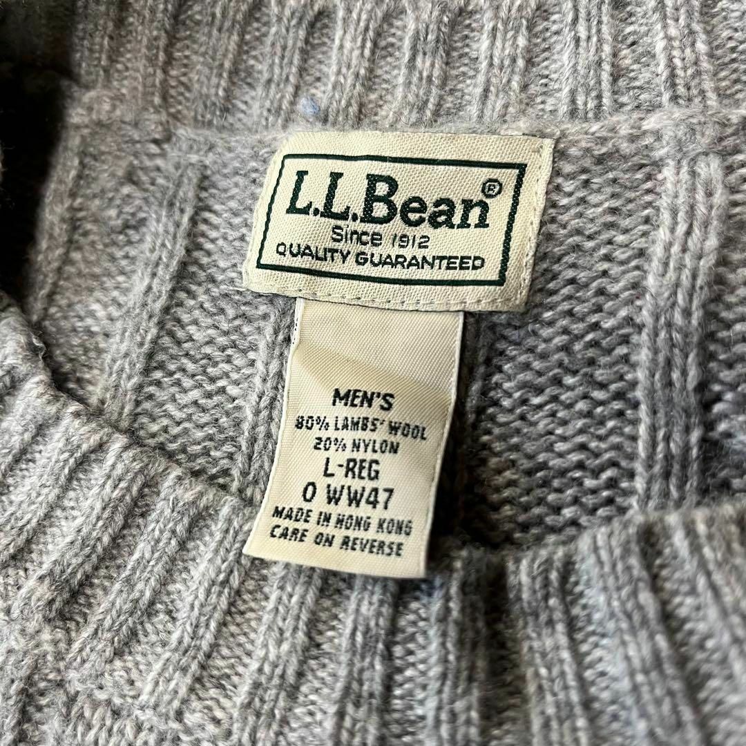 L.L.Bean(エルエルビーン)のL.Lbean ケーブルニット　セーター　グレー　Lサイズ 古着　アメカジ メンズのトップス(ニット/セーター)の商品写真