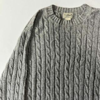 エルエルビーン(L.L.Bean)のL.Lbean ケーブルニット　セーター　グレー　Lサイズ 古着　アメカジ(ニット/セーター)