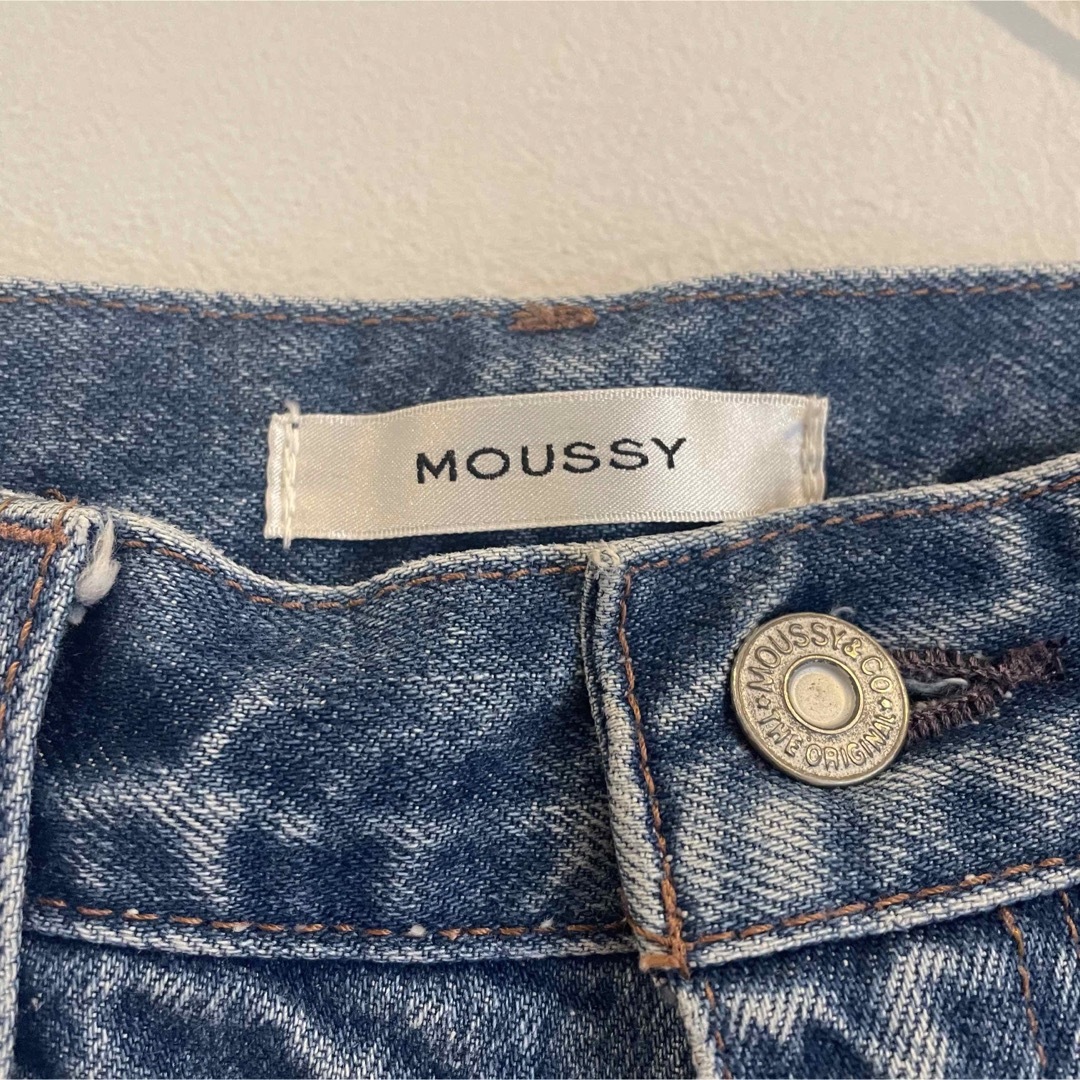 【MOUSSY】ハイウエストケミカルウォッシュテーパード 24 デニム