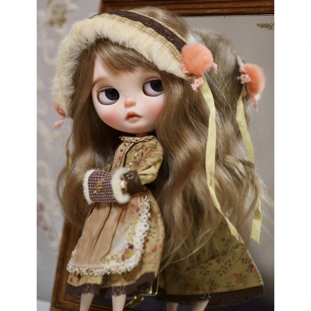 ブライス お洋服 アウトフィット 海外作家製 紅茶染め 冬栗