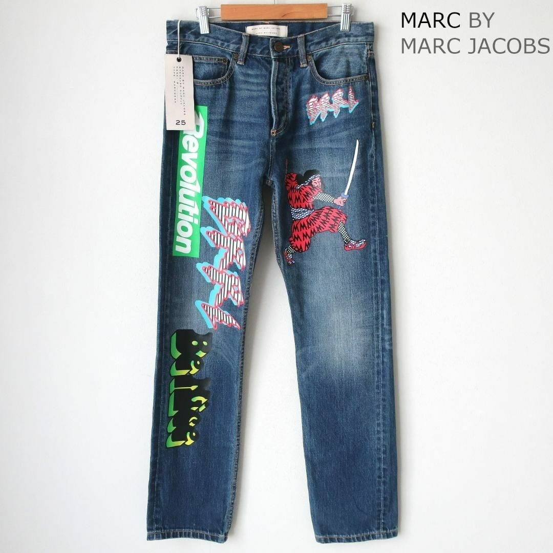 W25実寸およそ新品 MARC BY MARC JACOBS アートプリント デニム 25インチ