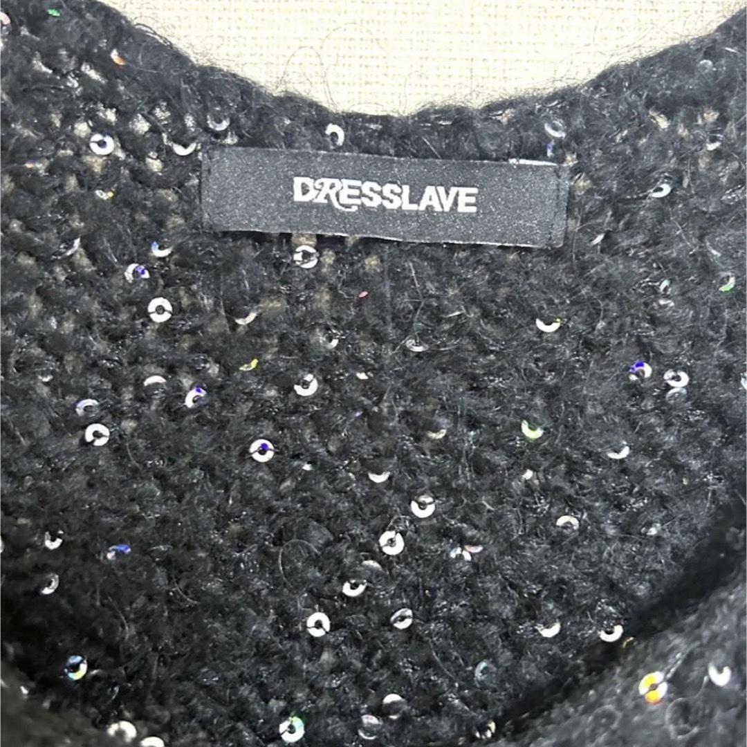 DRESSLAVE(ドレスレイブ)のドレスレイブ　ニット　スパンコール付き　チュニック　重ね着　黒　M レディースのトップス(ニット/セーター)の商品写真