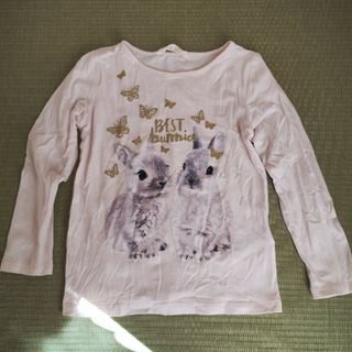 新品エイチアンドエムH\u0026Mうさぎ蝶レース長袖Tシャツ135-140cm花畑ロンT