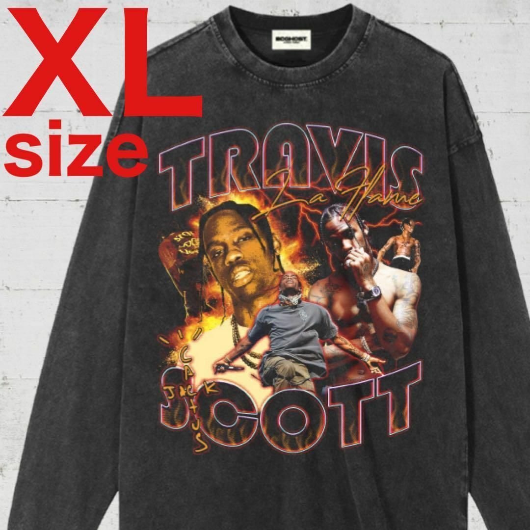 TRAVIS　トラヴィススコット　SHINE　ラップT　ロンT　ブラック　XL