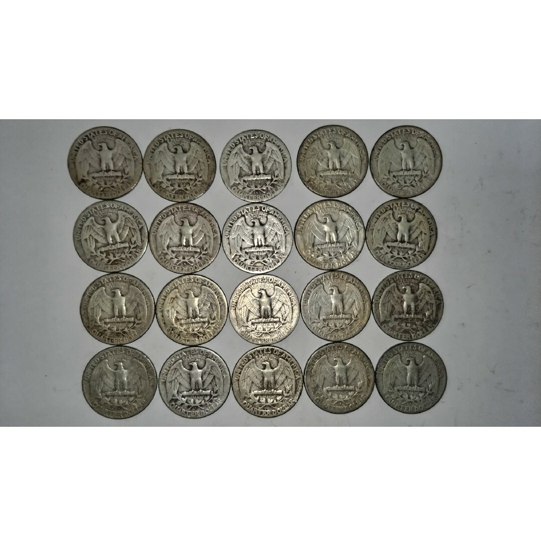 1946年から1953年ワシントン25セント銀貨20枚-