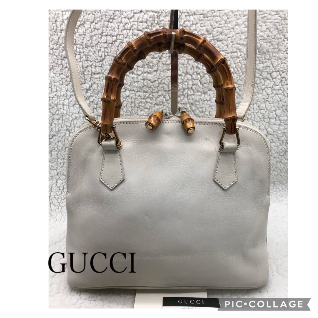 Gucci(グッチ)のGUCCIグッチ　2way レザー　バンブーハンドバッグ　ショップカード付き レディースのバッグ(ハンドバッグ)の商品写真