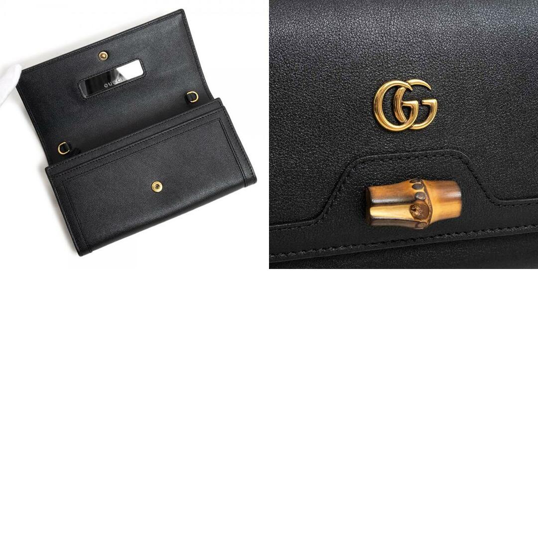 Gucci - グッチ バンブー付き チェーンウォレット 二つ折り長財布 斜め