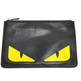 ◎◎FENDI フェンディ ショルダーバッグ 7M0286 ADM8 ブラック x イエロー x シルバー クラッチバッグ ポーチ