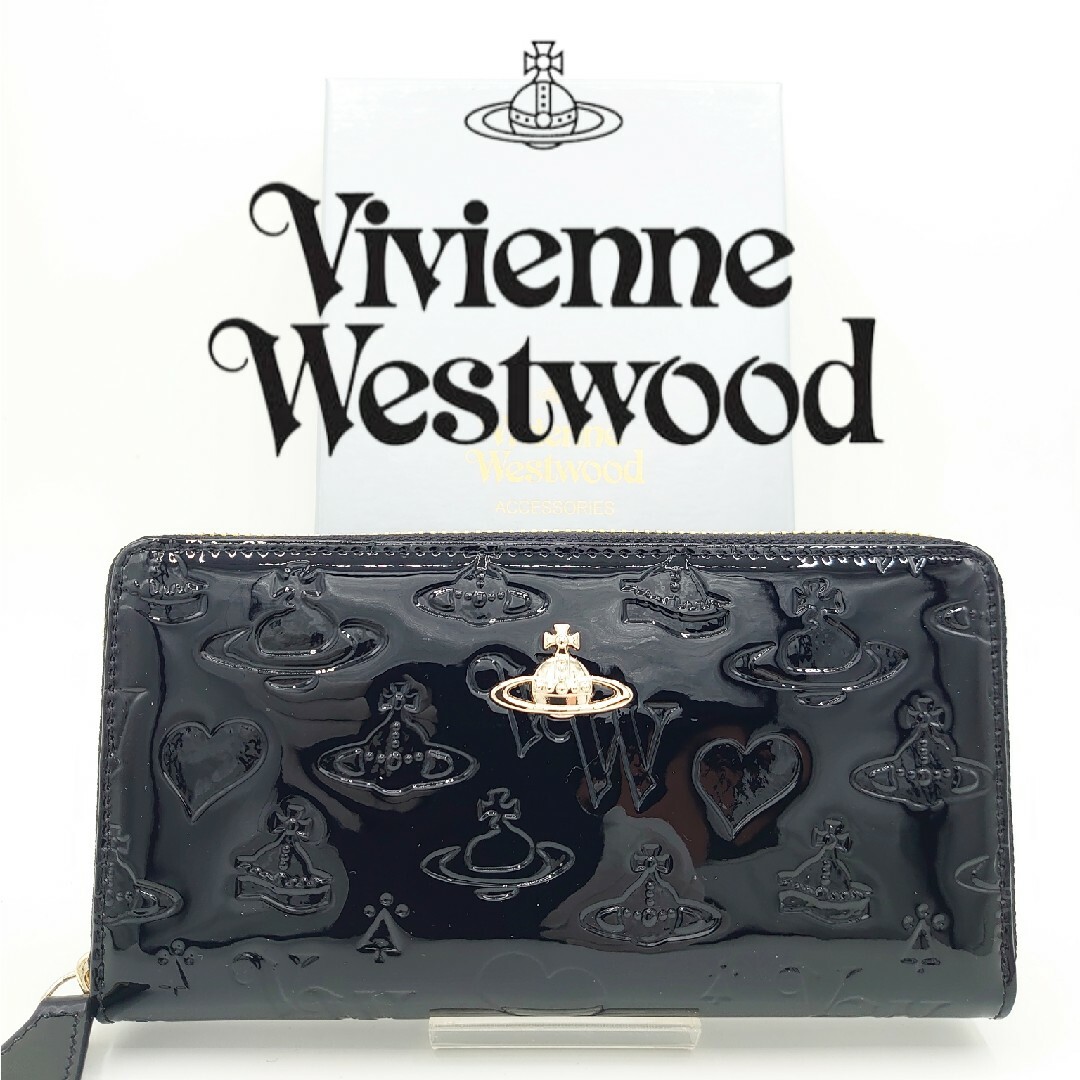 【新品】Vivienne Westwood 長財布 ブラック エナメル レザー