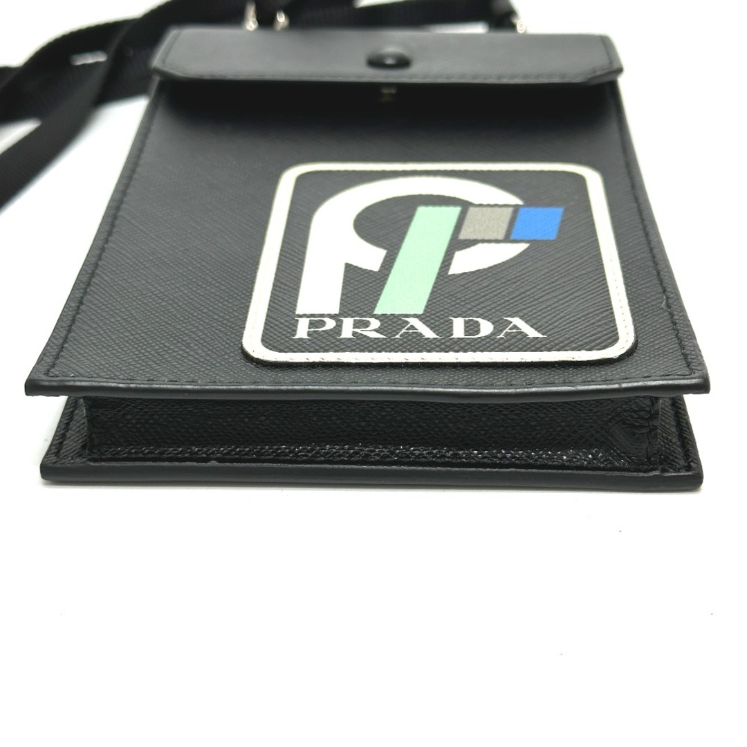 プラダ PRADA ロゴ 2ZH068 ネックポーチ ネックウォレット スマホケース ポシェット スマホポーチ ショルダーバッグ サフィアーノレザー ブラック