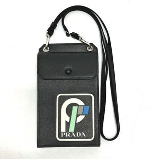 プラダ(PRADA)のプラダ PRADA ロゴ 2ZH068 ネックポーチ ネックウォレット スマホケース ポシェット スマホポーチ ショルダーバッグ サフィアーノレザー ブラック(ショルダーバッグ)