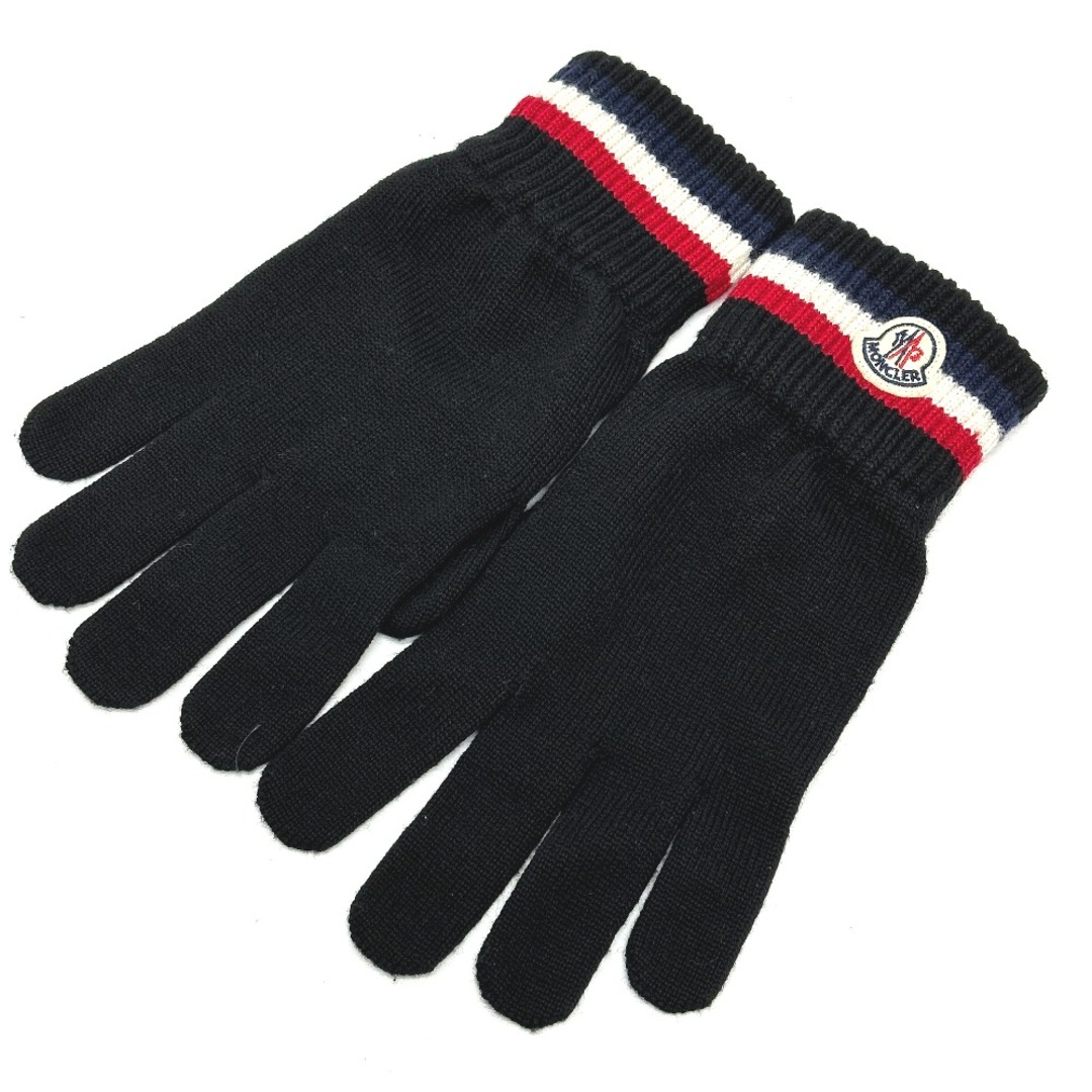 モンクレール MONCLER ロゴ 手袋 ワッペン グローブ ウール ブラック 未使用