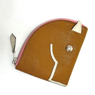 HERMES エルメス  パドック ウォレット コインケース 079230CK シェーブル   ジョーヌブルジョン イエロー系 キャラメル ブラウン系 シルバー金具 小銭入れ ミニ財布 Y刻印 シュバル ホース 馬モチーフ 【本物保証】