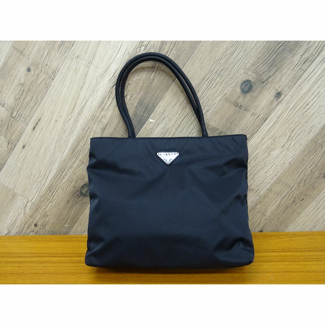 K浦009/ PRADA プラダ ナイロン ハンドバッグ ブラック約32㎝マチ