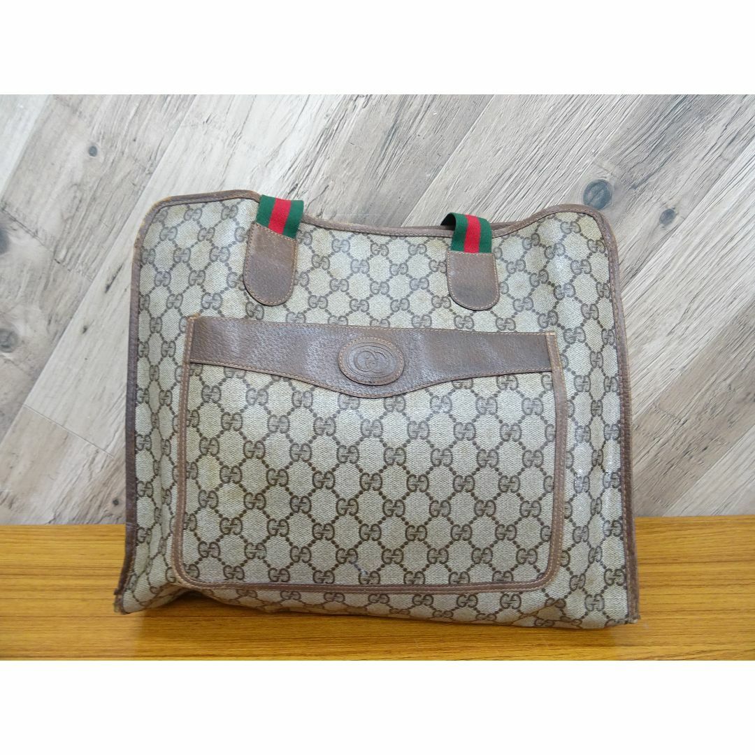 Gucci(グッチ)のK浦010/ オールドグッチ PVC レザー バッグ GGスプリーム レディースのバッグ(トートバッグ)の商品写真