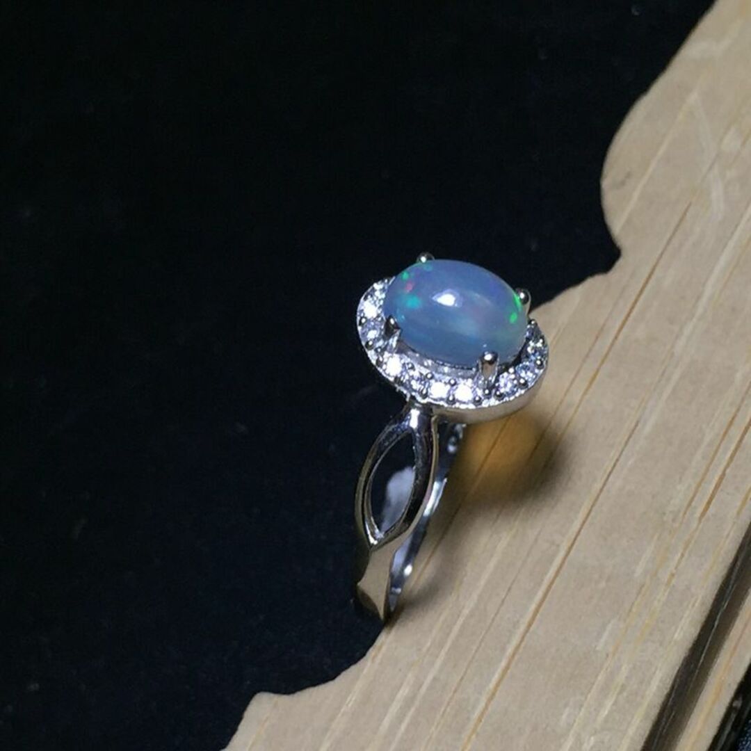 オパールリング　10月誕生石の指輪925シルバー　天然オパール(5*7mm)