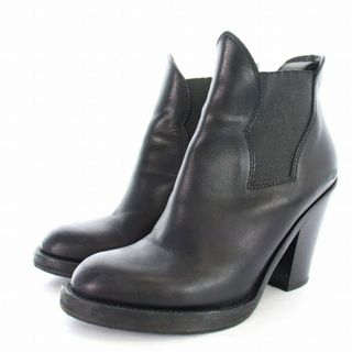 アクネ(ACNE)のアクネ ショートブーツ サイドゴア レザー チャンキーヒール 37 24cm 黒(ブーツ)