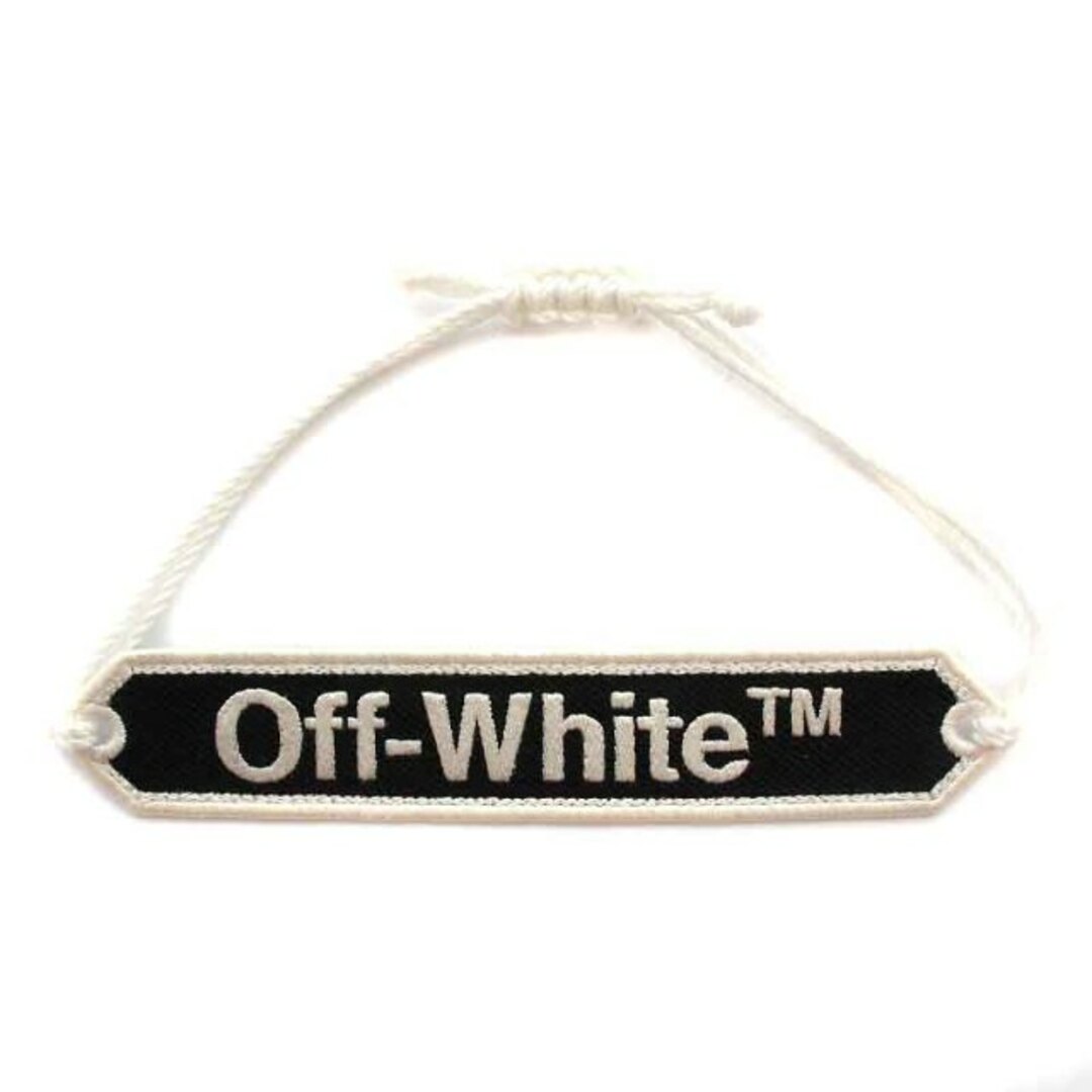 OFF WHITE マクラメブレスレット ロゴ ポリエステル S 黒 白 | フリマアプリ ラクマ