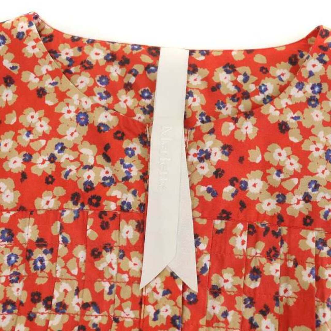 マーレット フラワープリントプリーツブラウス 長袖 XS 赤 ベージュ 青 白 レディースのトップス(シャツ/ブラウス(長袖/七分))の商品写真