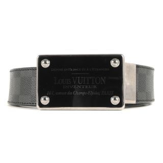 ルイヴィトン(LOUIS VUITTON)のLOUIS VUITTON ルイヴィトン ダミエ グラフィット サンチュール・アヴァントゥール 35MM M9632 レザー ベルト ロゴバックル ブラック 黒 85(34) スペイン製 ブランド【メンズ】【中古】(ベルト)