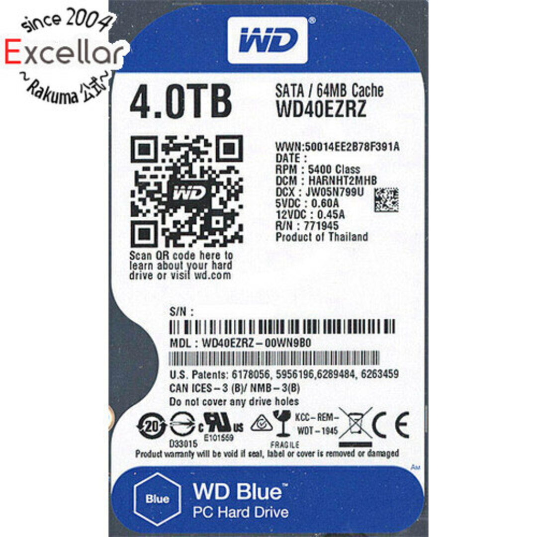 ウェスタンデジタル 4TB HDD WD40EZRZ