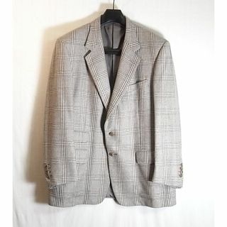 ダンヒル(Dunhill)のsize54☆美品☆ダンヒル ピュアカシミア製２釦ジャケット グレー チェック柄(テーラードジャケット)