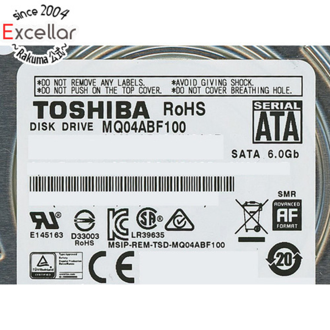 TOSHIBA(東芝) ノート用HDD 2.5inch　MQ04ABF100　1TB 7mm　100～200時間以内