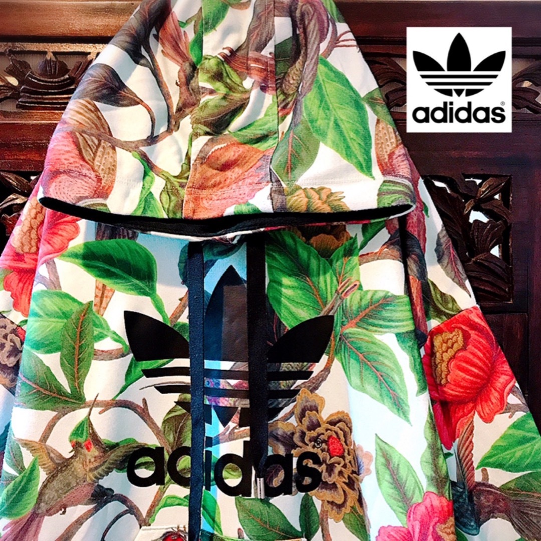 アディダス 緑 ファームカンパニー 花柄 パーカー adidas レディース S