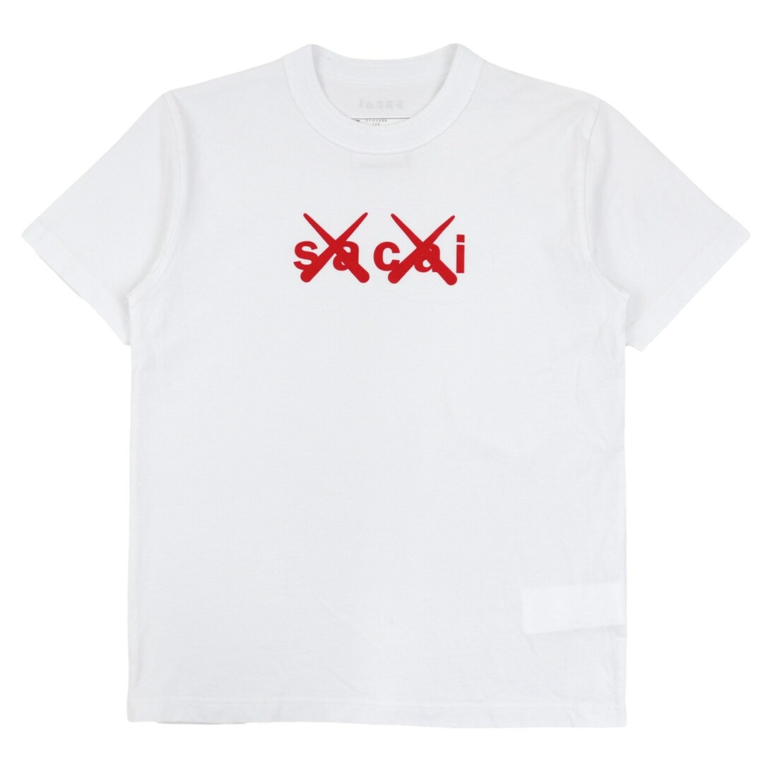 約635cm肩幅美品 サカイ×カウズ 21AW フロックプリント ロゴ 半袖Tシャツ メンズ 白 赤 sacai×KAWS