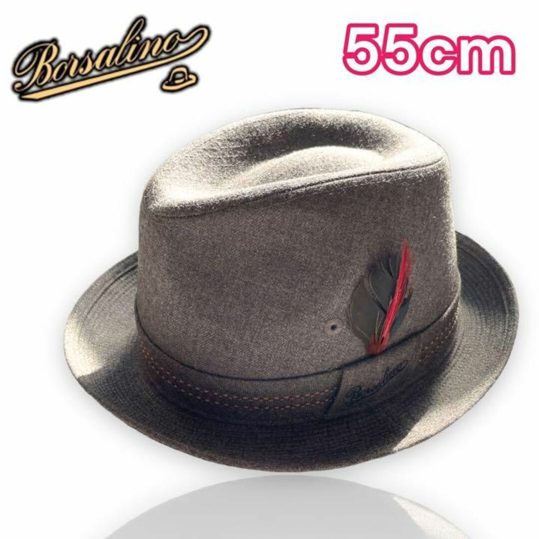 Borsalino - ボルサリーノ 中折れハット 薄ブラウン フラノ ウール ...