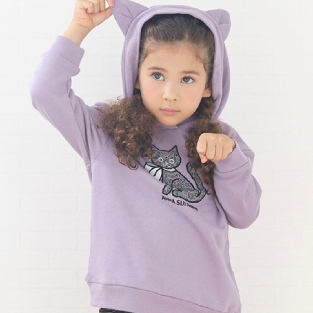 ANNA SUI mini(アナスイミニ)の新品　アナスイミニ　レースキャットねこ耳パーカ キッズ/ベビー/マタニティのキッズ服女の子用(90cm~)(Tシャツ/カットソー)の商品写真