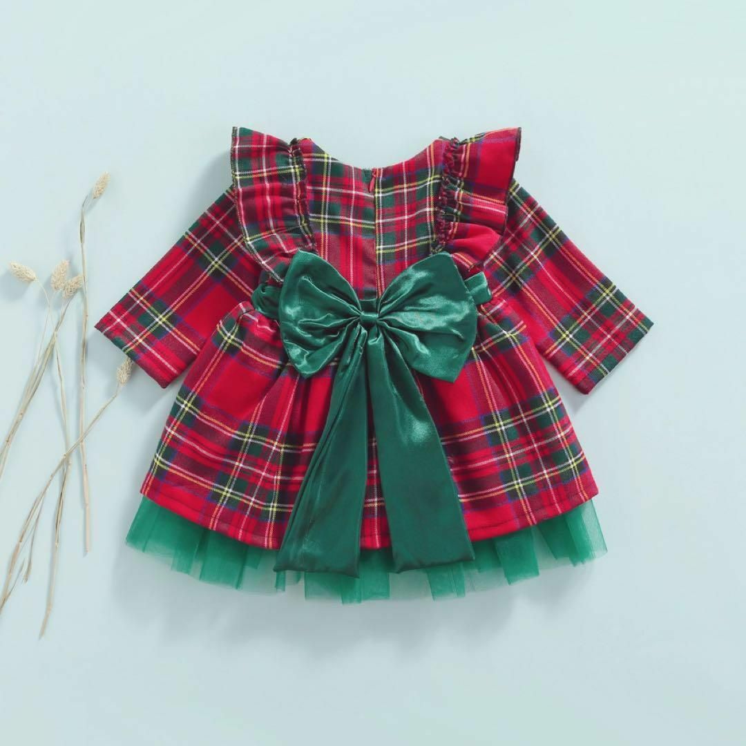 80赤タータンチェックワンピースドレス★ハロウィンクリスマス♥子供服キッズ キッズ/ベビー/マタニティのベビー服(~85cm)(ワンピース)の商品写真