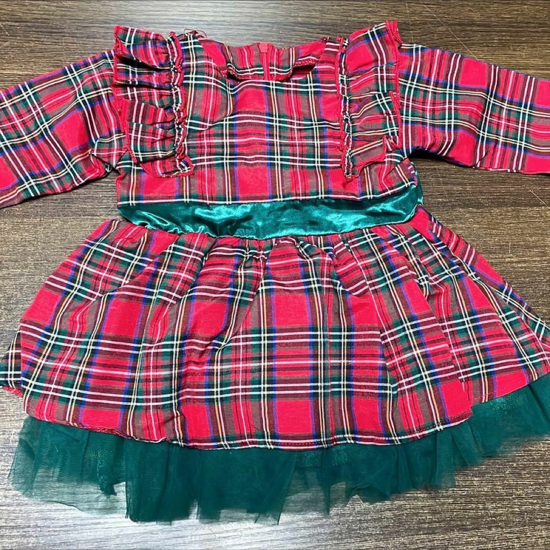 80赤タータンチェックワンピースドレス★ハロウィンクリスマス♥子供服キッズ キッズ/ベビー/マタニティのベビー服(~85cm)(ワンピース)の商品写真