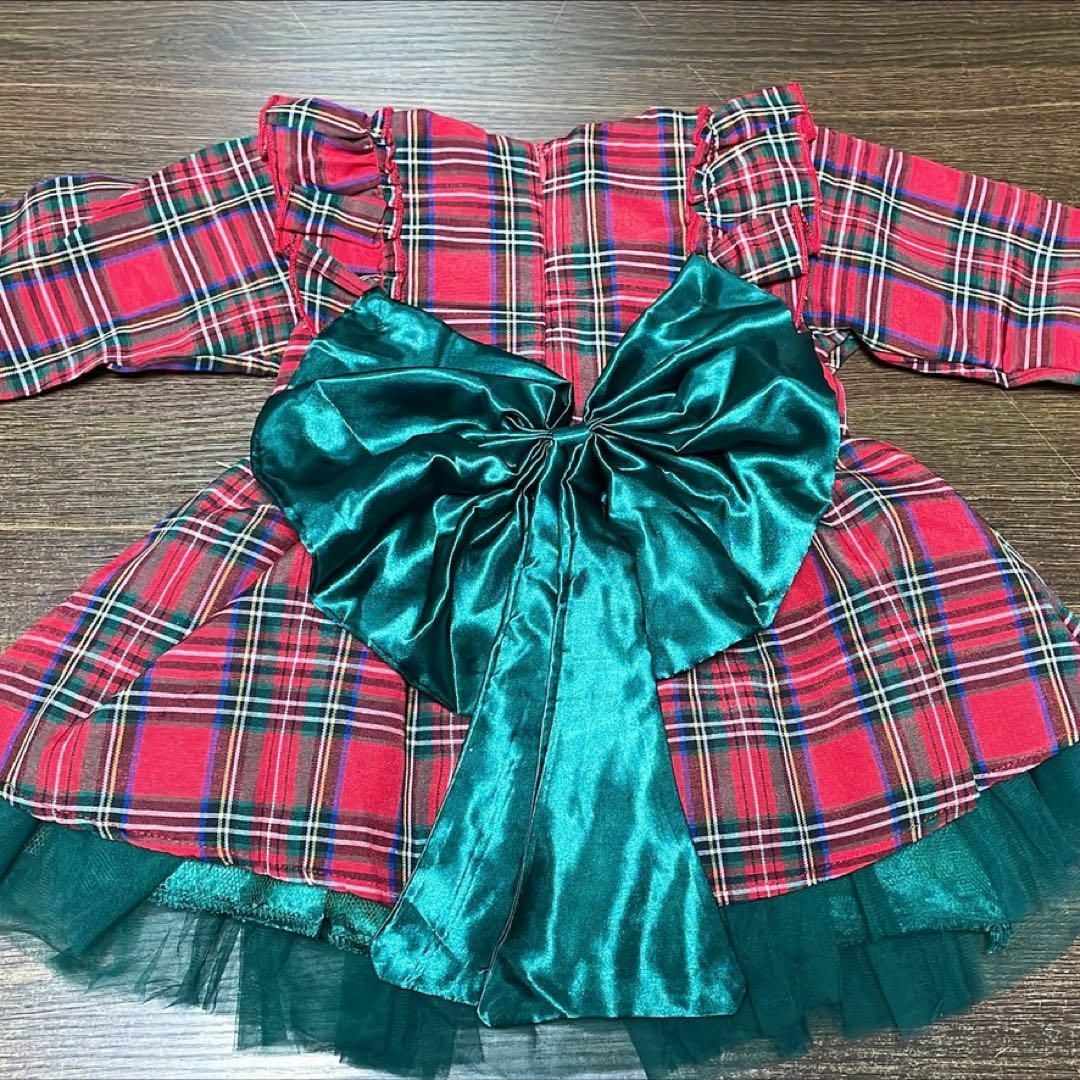 80赤タータンチェックワンピースドレス★ハロウィンクリスマス♥子供服キッズ キッズ/ベビー/マタニティのベビー服(~85cm)(ワンピース)の商品写真