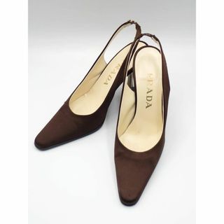 プラダ(PRADA)のPRADA プラダ バックストラップパンプス ヒール8cm ブラウン系(ハイヒール/パンプス)