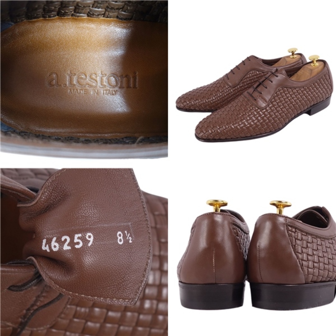 a.testoni(アテストーニ)の未使用 アテストーニ a.testoni レザーシューズ オックスフォードシューズ 編み込み カーフレザー 革靴 メンズ 8.5(27.5cm相当) ブラウン メンズの靴/シューズ(ドレス/ビジネス)の商品写真