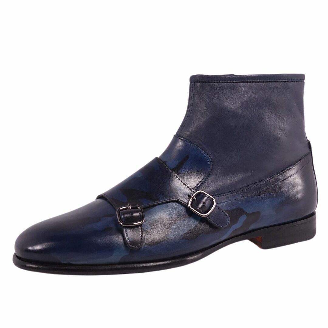 未使用 サントーニ Santoni ブーツ アンクルブーツ ダブルモンクストラップ 迷彩柄 カーフレザー シューズ メンズ 6.5(25.5cm相当)  ネイビー | フリマアプリ ラクマ