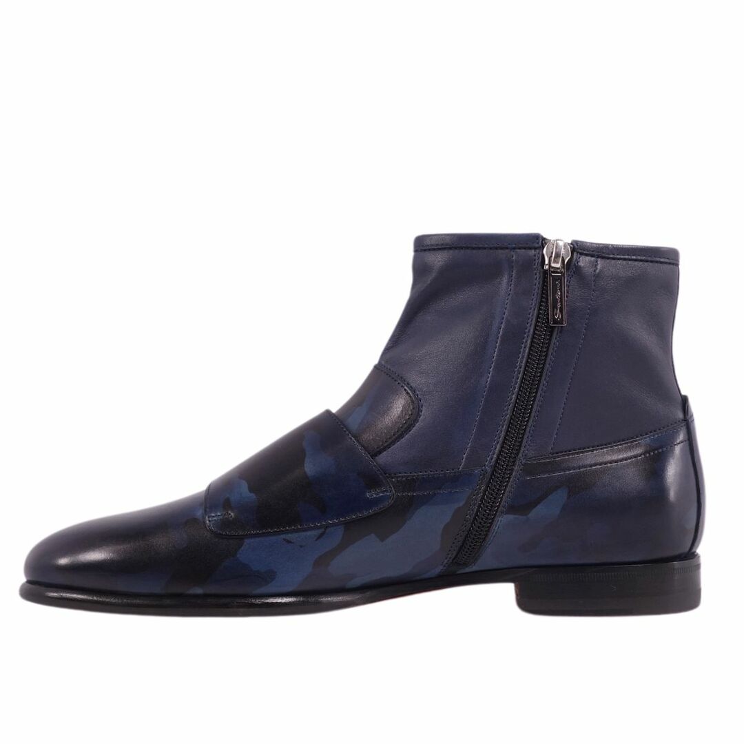 サントーニ Santoni ダブルモンク 13907 ネイビー ブルー SV金具 