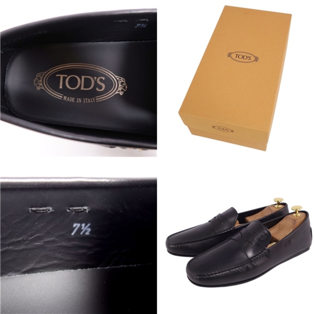 TOD'S(トッズ)の極美品 トッズ TOD'S ローファー コインローファー ドライビングシューズ カーフレザー シューズ メンズ 7.5(26.5cm相当) ブラック メンズの靴/シューズ(その他)の商品写真