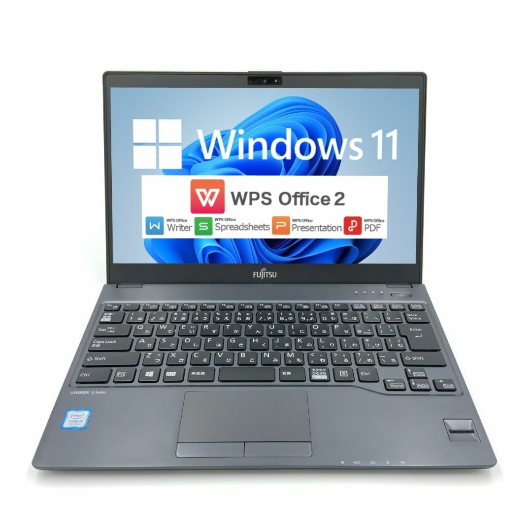 【Windows11】 【軽量ノート799g】 FUJITSU LIFEBOOK U938 第8世代 Core i5 8250U 4GB 新品SSD480GB 無線LAN フルHD 64bit WPS Office 13.3インチ パソコン ノートパソコン Notebook