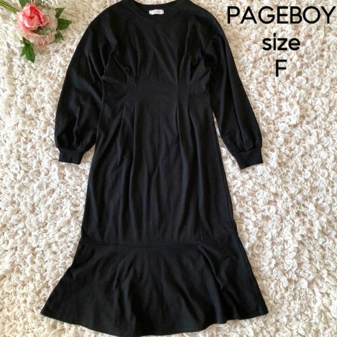 PAGEBOY(ページボーイ)のPAGEBOY ページボーイ ウエストデザインタックワンピース ブラック レディースのワンピース(ロングワンピース/マキシワンピース)の商品写真