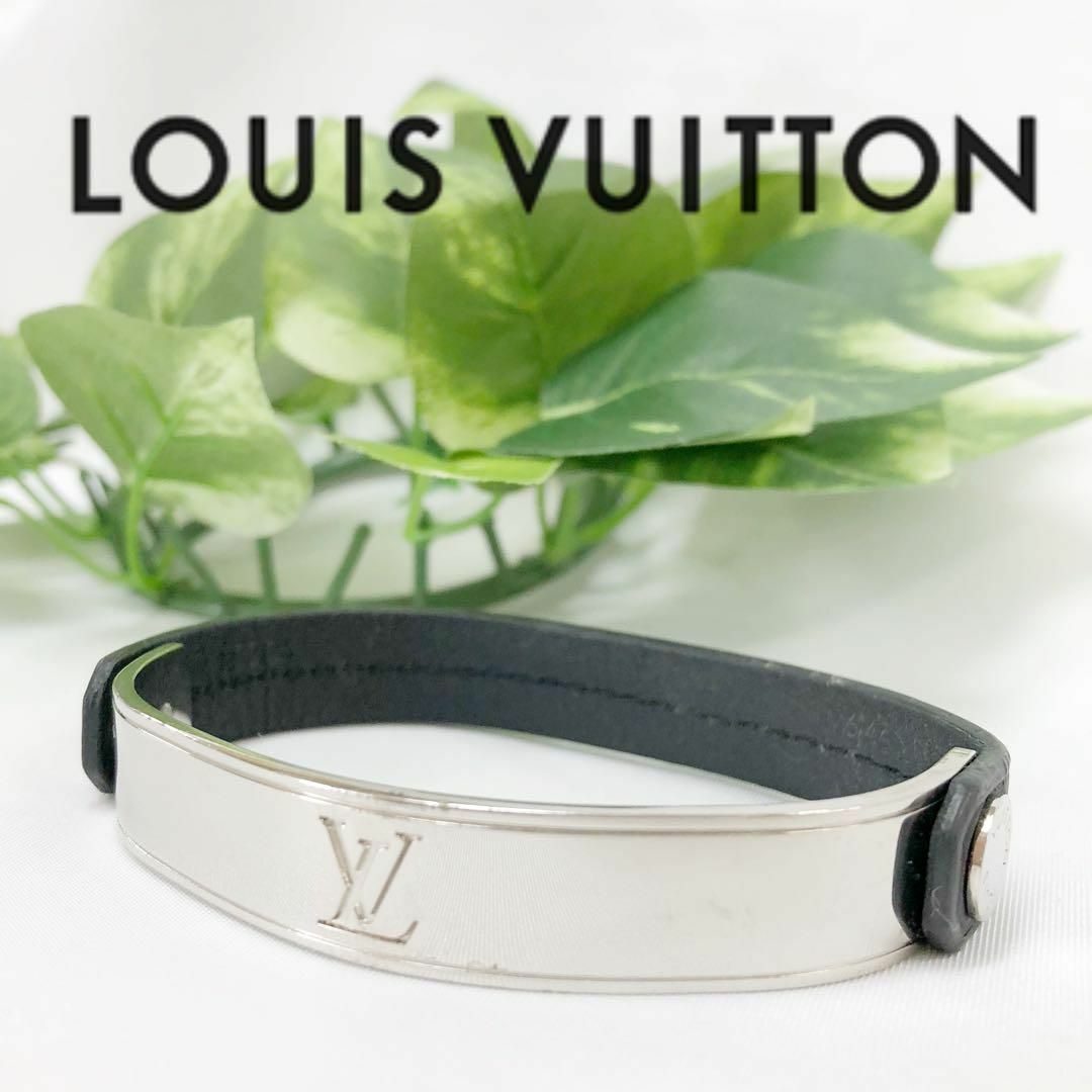 LOUIS VUITTON(ルイヴィトン)のルイヴィトン カーブイット ブレスレット バングル シルバー レザー メンズのアクセサリー(ブレスレット)の商品写真