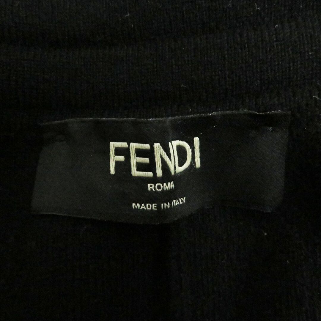 極美品□2022年製 FENDI/フェンディ FZR016 FFロゴ ズッカ サイドライン カシミヤ100％ ストレートカット ニットパンツ 黒 52 伊製 正規品