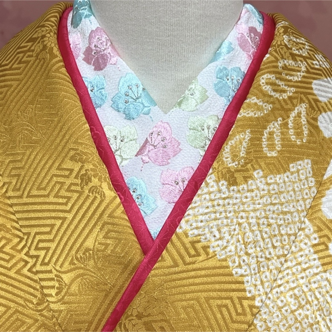 金駒刺繍　美品　正絹振袖　フルセット　成人式　着物　一式