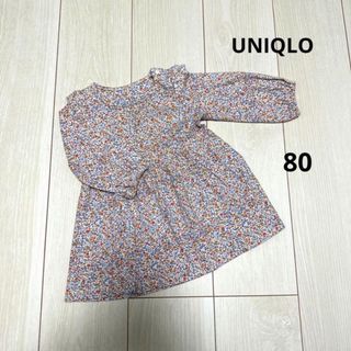 ユニクロ(UNIQLO)の【UNIQLO】花柄ワンピース　80(ワンピース)