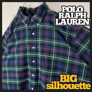 ポロラルフローレン(POLO RALPH LAUREN)の美品 ポロ ラルフローレン チェック シャツ 長袖 ビックサイズ 極太アーム 緑(シャツ)