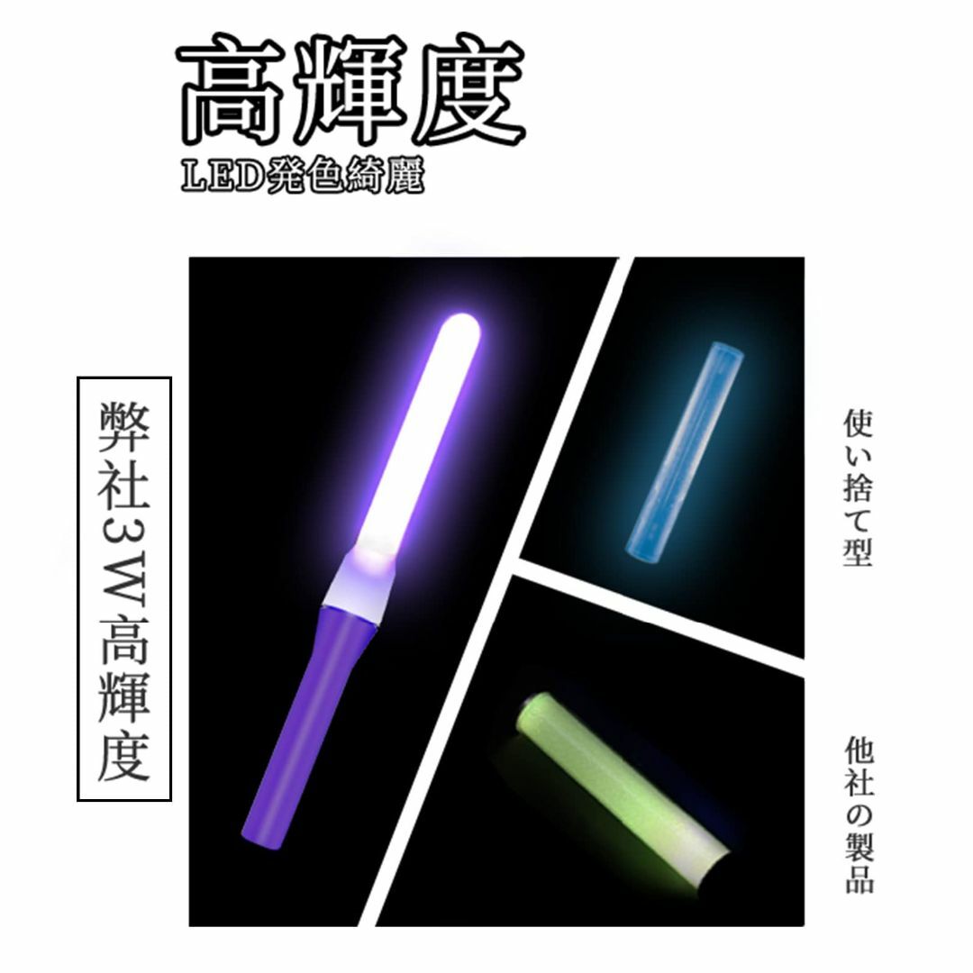 【色: パープル】チアライト ペンライト コンサートライト 超高輝度 最新LED
