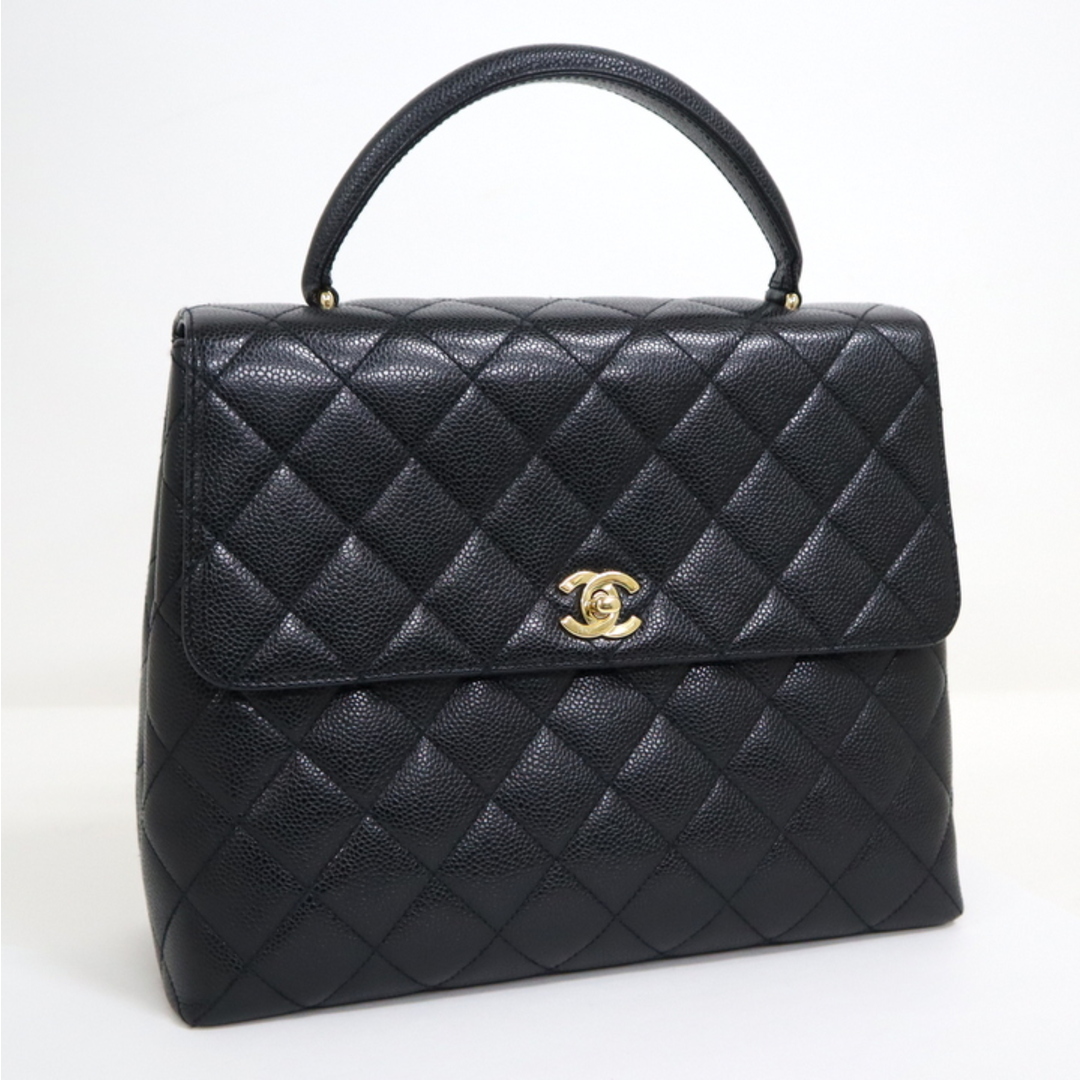 【CHANEL】シャネル マトラッセ ハンドバッグ ココマーク キャビアスキン ブラック×ゴールド金具 A12397/tm07750ik